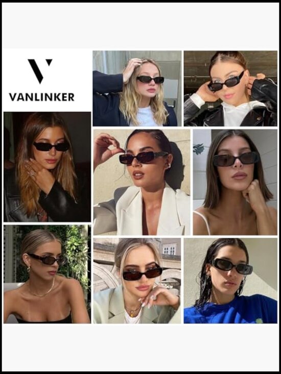 Retro Polarized Sunglasses Narrow Rectangular Frame UV400 Protection main image 6